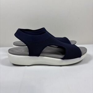 Traq By Alegria Queen Womens 38 Smart Walking Navy Sandals Knit Uppers Comfort